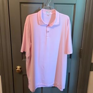 Peter Millar Men’s XXL Summer Comfort golf shirt, pink and white striped, s/s